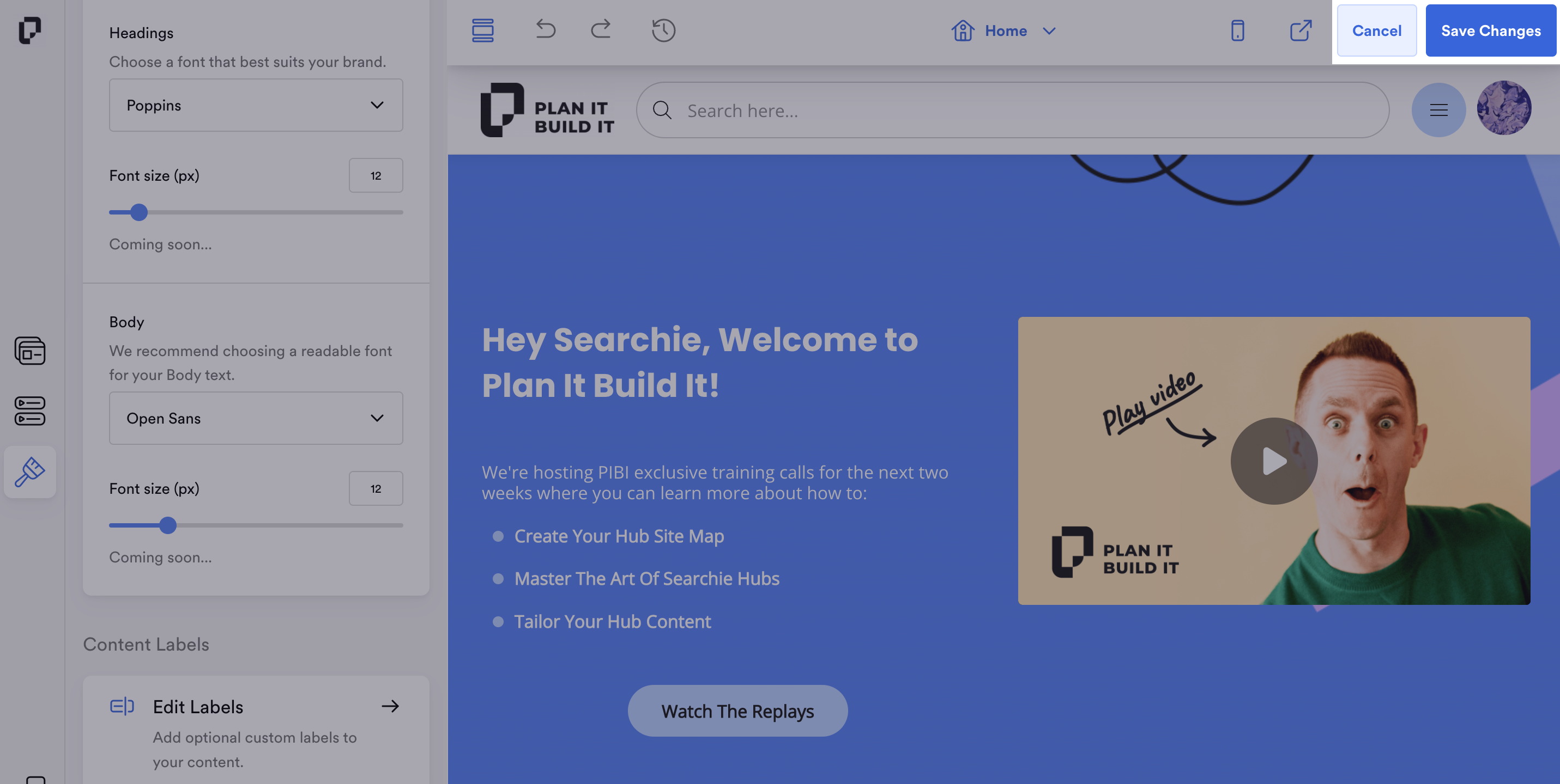 Edit your Hub labels